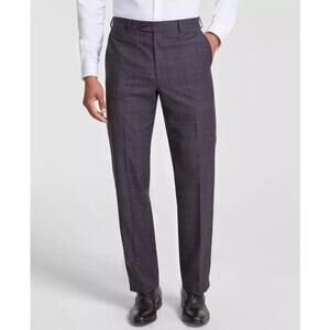 Michael Kors Men's Brown/Blue Plaid Wool Stretch Malone Classic Suit Pants 32x30